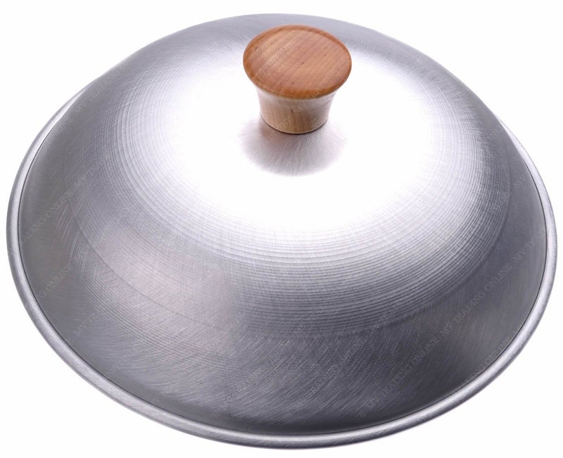 M.V. Trading Aluminum Dome Wok Lid/Cover, 13-Inches, (For 14" Wok), 18 Gauge, USA Made - Image 1